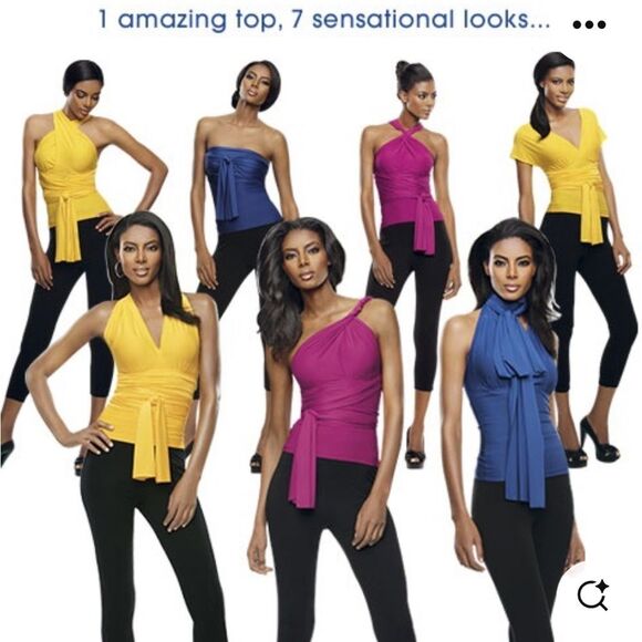 Avon Products Royal Blue Convertible Halter Wrap Blouse Size Medium - Picture 2 of 10